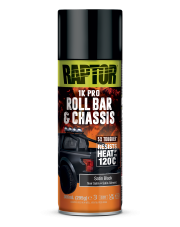 U-POL RAPTOR RAPTOR ROLL BAR & CHASSIS 1K SPRAY DO ORUROWANIA I ZAWIESZENIA CZARNA SATYNA 120°C